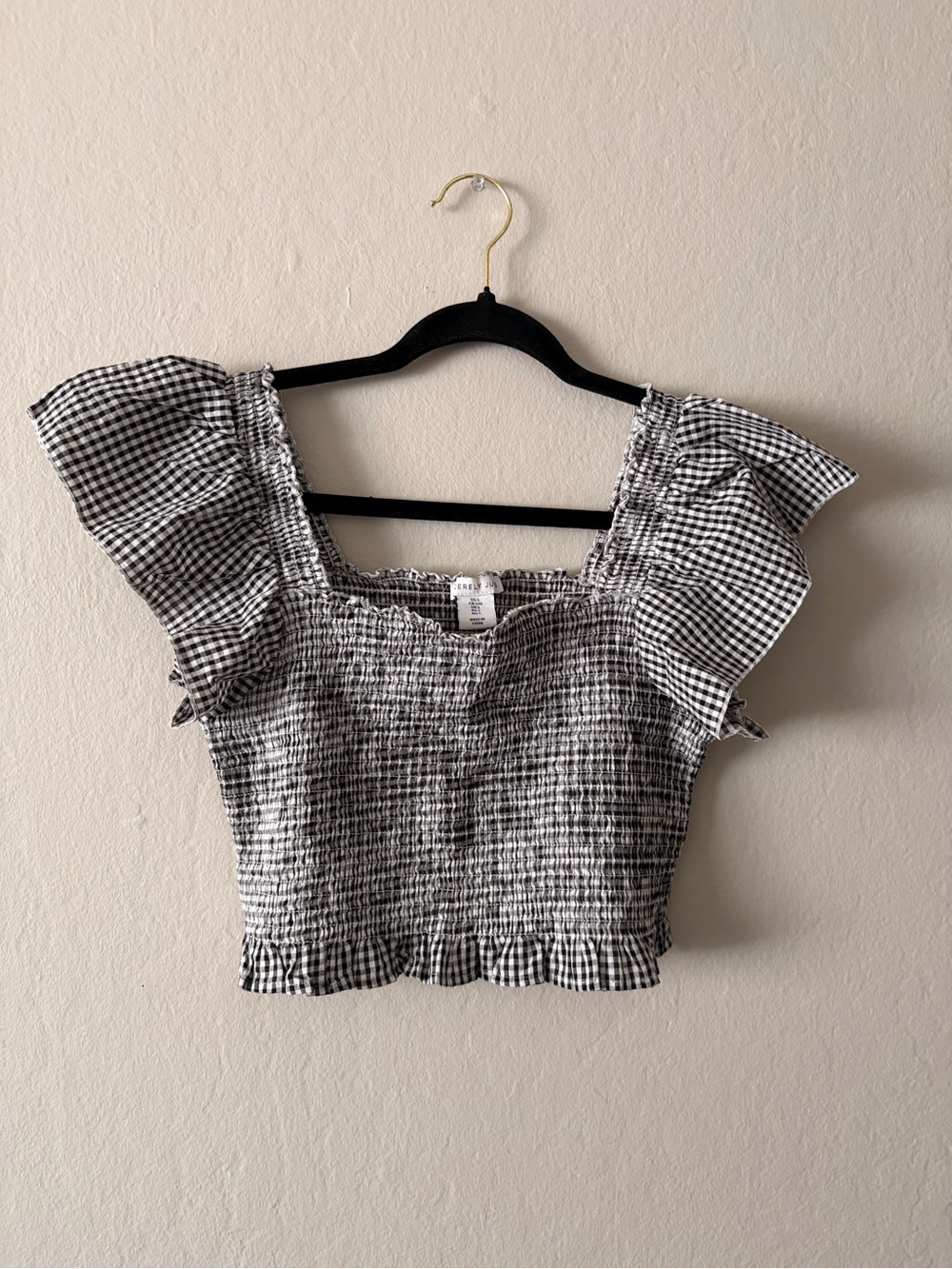Sincerely Jules Black & White Gingham Smocked Crop Top